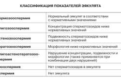 Классификация показателей эякулята Классификация показателей эякулята